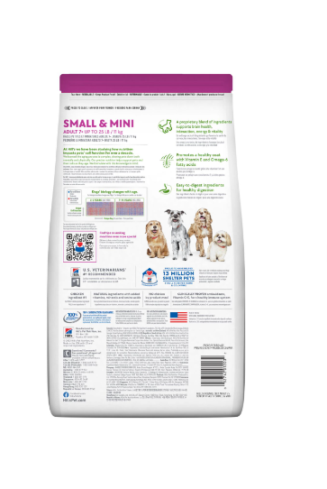 Hills Sd Adult 7+ Senior Vitality Small & Mini 3.5 Lb/ 1.58 kg