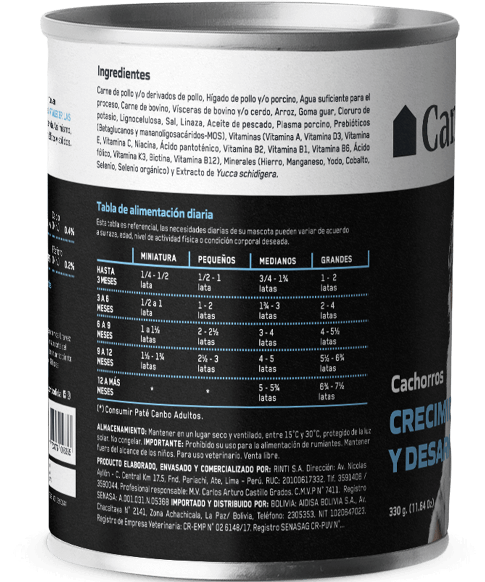 Canbo Dog Pate Crecimiento Y Desarrollo Cachorros 330 gr