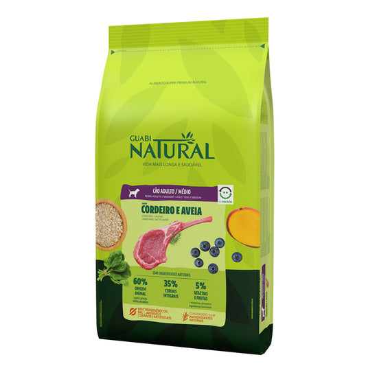 GUABI NATURAL PERRO ADULTO RAZA MEDIANA CORDERO Y AVENA 12 KG