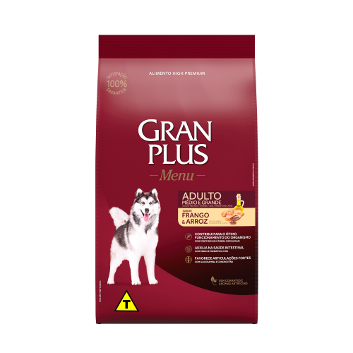 Gran Plus Menu Perro Adulto Pollo Y Arroz + Plato de acero inoxidable gratis
