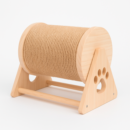 Rueda Rascadora de Madera Natural  ¡Diversión, Estilo y Bienestar Felino!