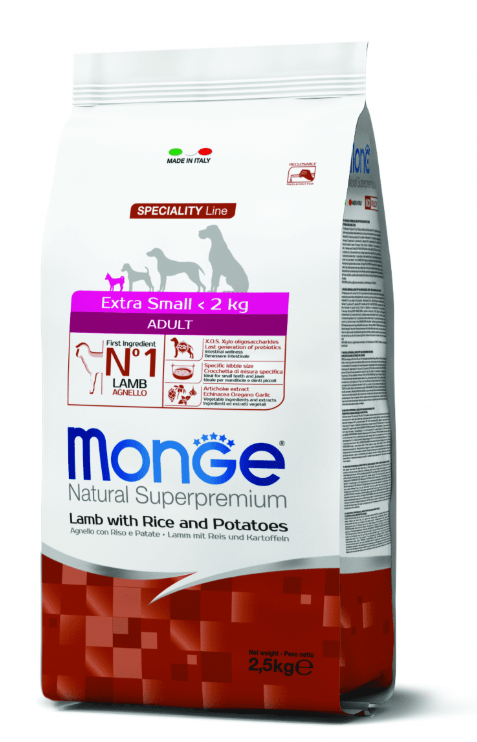 Monge Adult Extra Small Cordero, Arroz y Papa 2.5 kg
