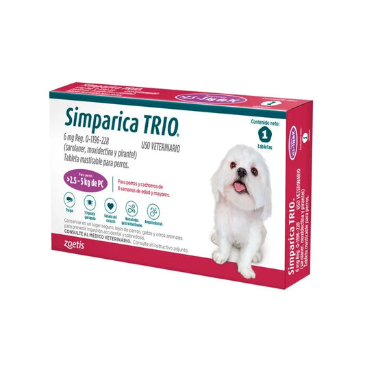 Simparica Trio (2.5 a 5 kg) x 3 Tabletas