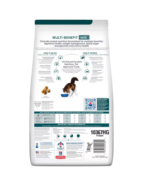 Hills PD w/d Dry 4 lb Manejo de glucosa, digestivo y peso Seco 1.81 Kg