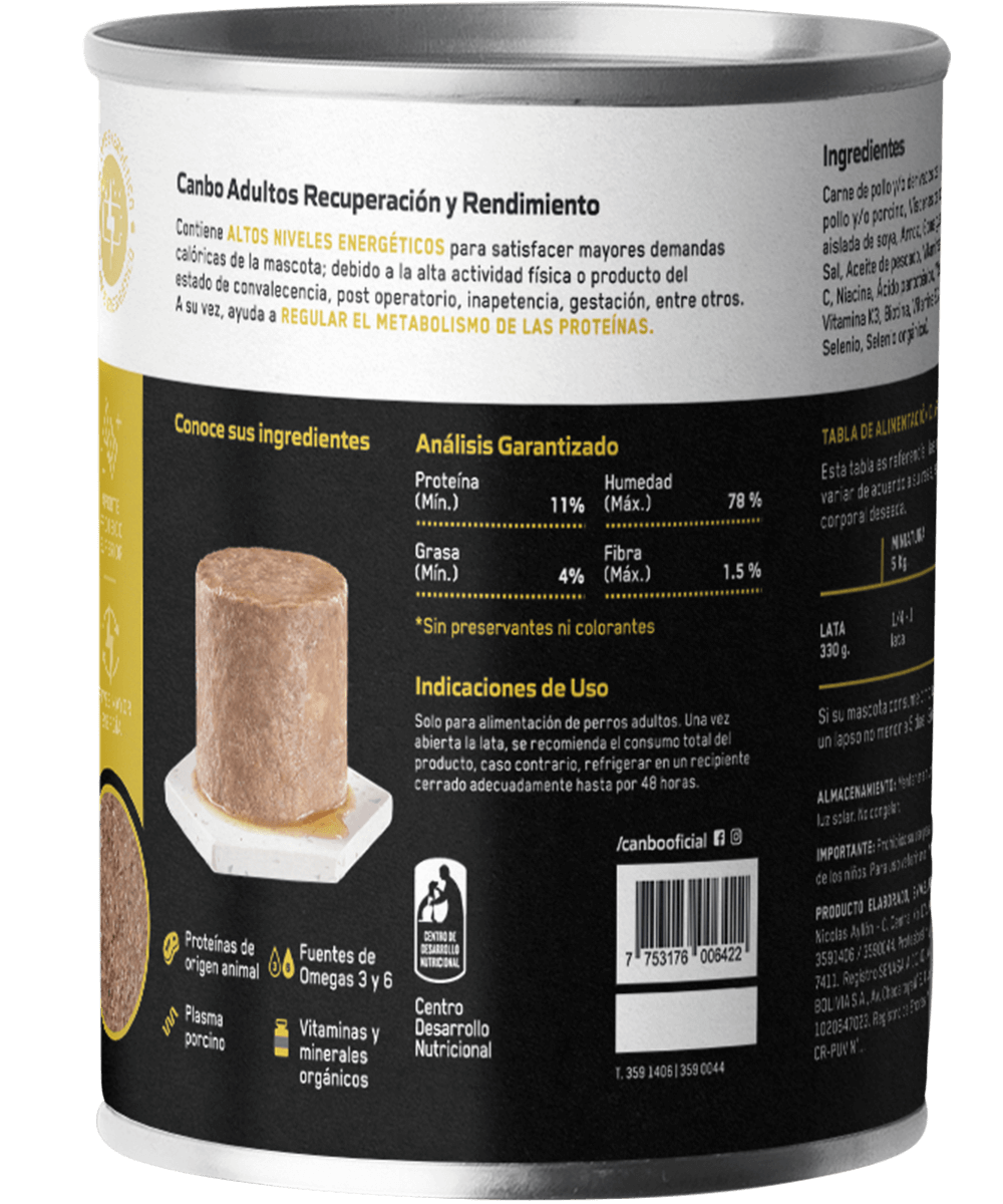  Canbo Dog Pate Recuperación y Rendimiento Adulto 300 gr