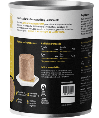  Canbo Dog Pate Recuperación y Rendimiento Adulto 300 gr