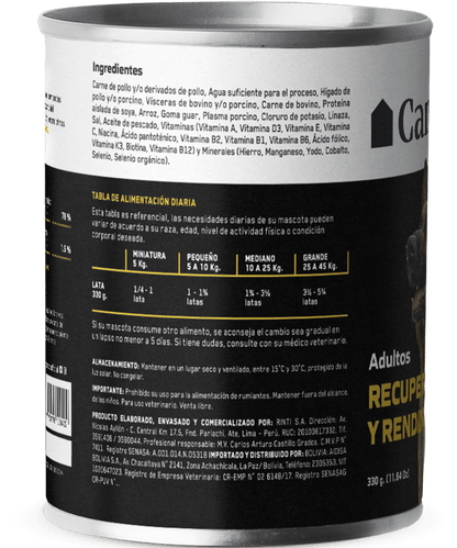  Canbo Dog Pate Recuperación y Rendimiento Adulto 300 gr